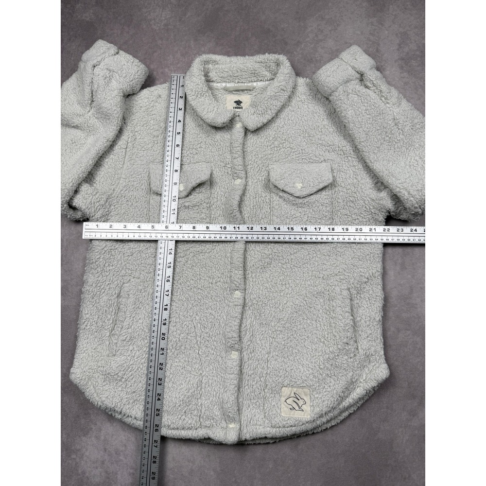 Rabbit Sherpa Fleece Shirt Jacket Cream Off White Cozy Casual Winter Women M‎ - Picture 6 of 16
